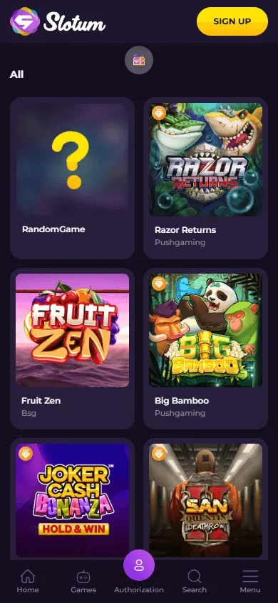 Slotum Casino mobile casino games area